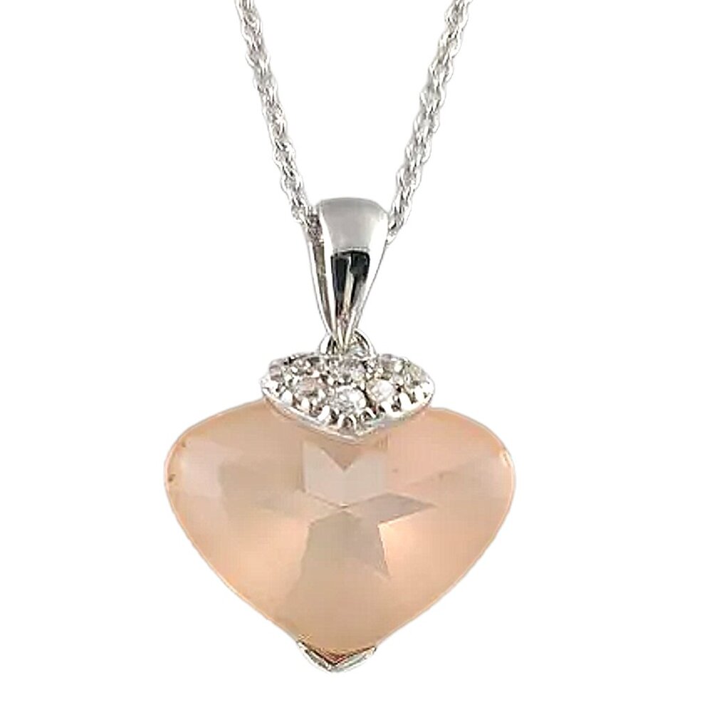 NWOT  Sterling Silver Blush Crystal Heart Necklace